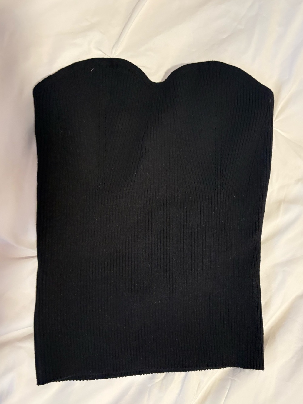 Black Strapless Ribbed Tube Top